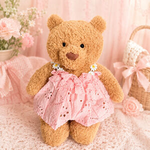 Large Bartholomew Bear & 16" Plush Clothes Outfit -Pink Lace Jacquard Slip Dress